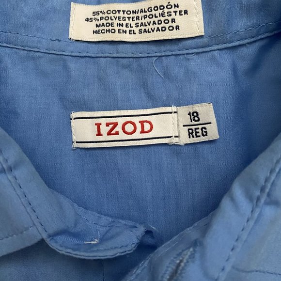Blue Izod button down dress shirt size 18 regular - Picture 5 of 8